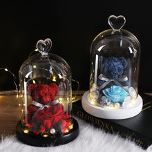 Load image into Gallery viewer, New Teddy Bear Rose Flowers In Glass for Valentine&#39;s Day Gifts