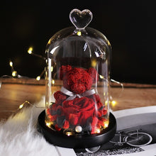 Load image into Gallery viewer, New Teddy Bear Rose Flowers In Glass for Valentine&#39;s Day Gifts